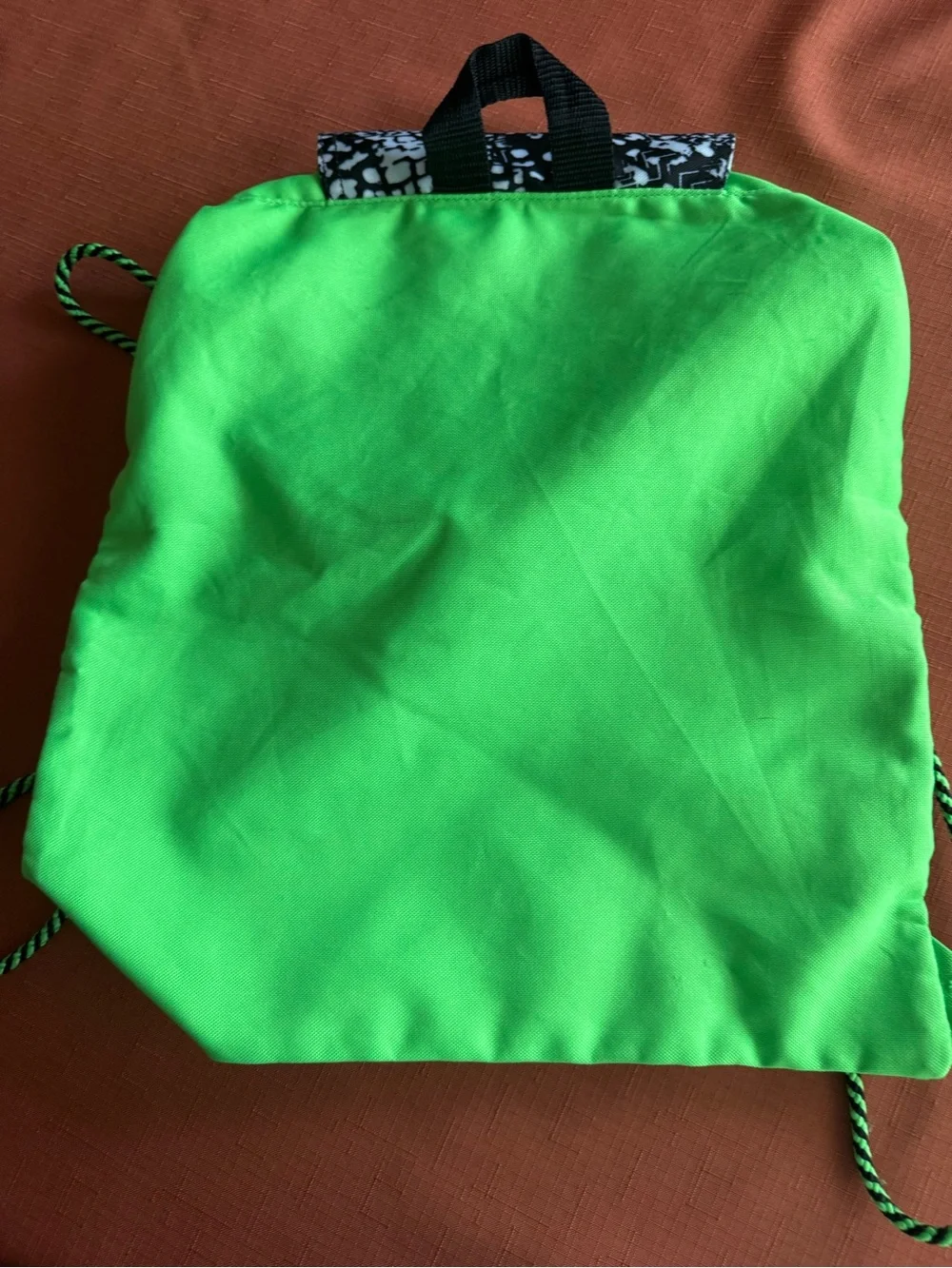 Justice Neon Green and Black Gymnast Drawstring Backpack